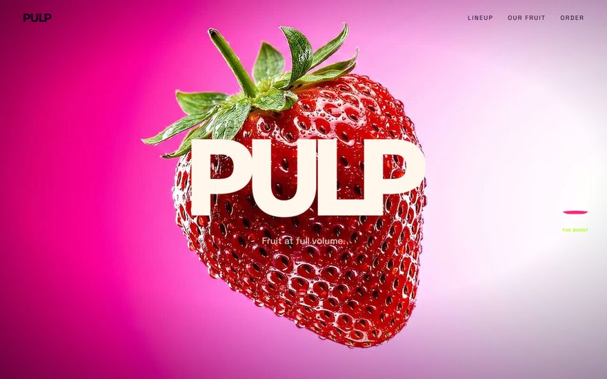 PULP concept website, scroll-driven brand site for a cold-pressed juice company